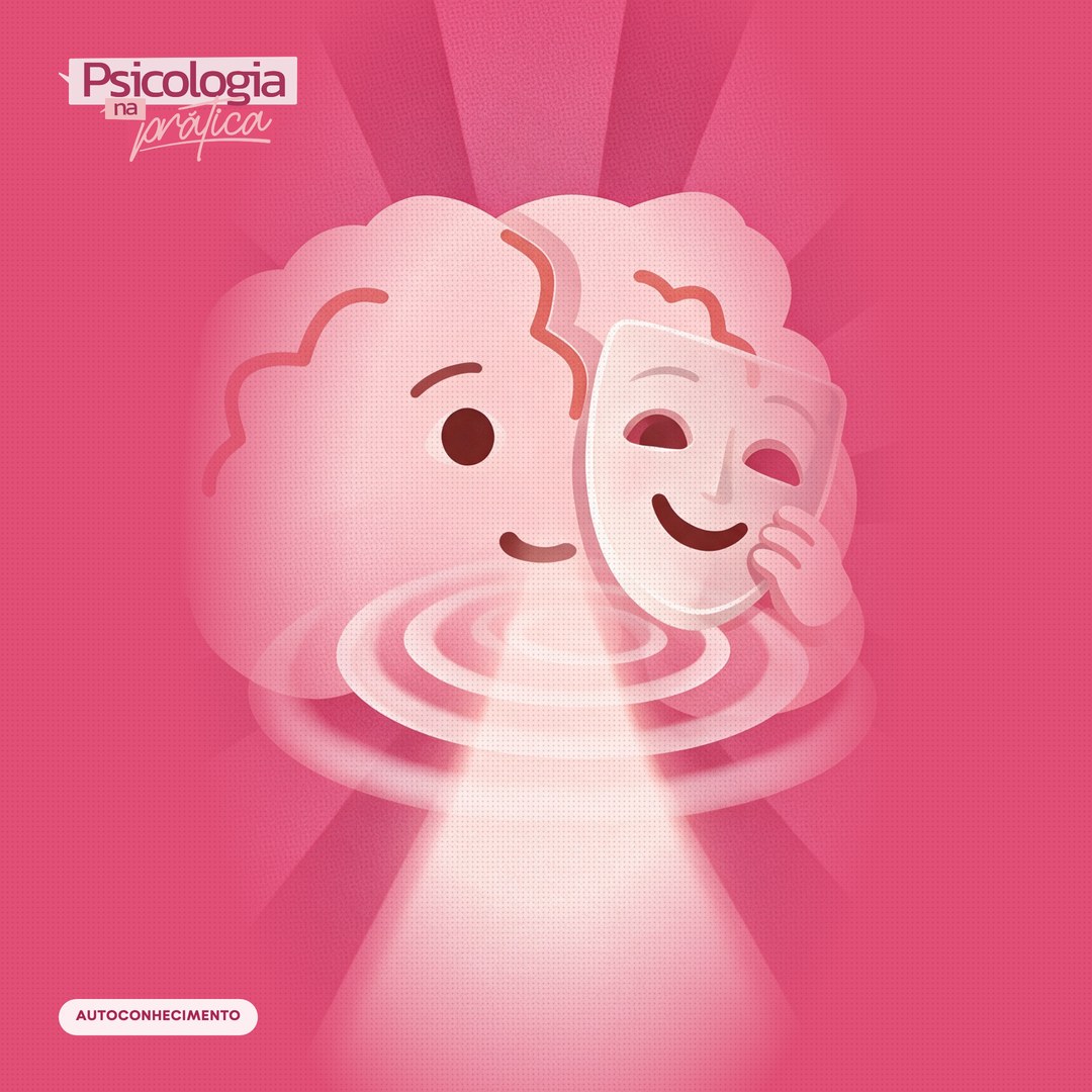 Mascote cérebro do podcast Psicologia na Prática tirando uma máscara e olhando para um caminho que se abre à frente