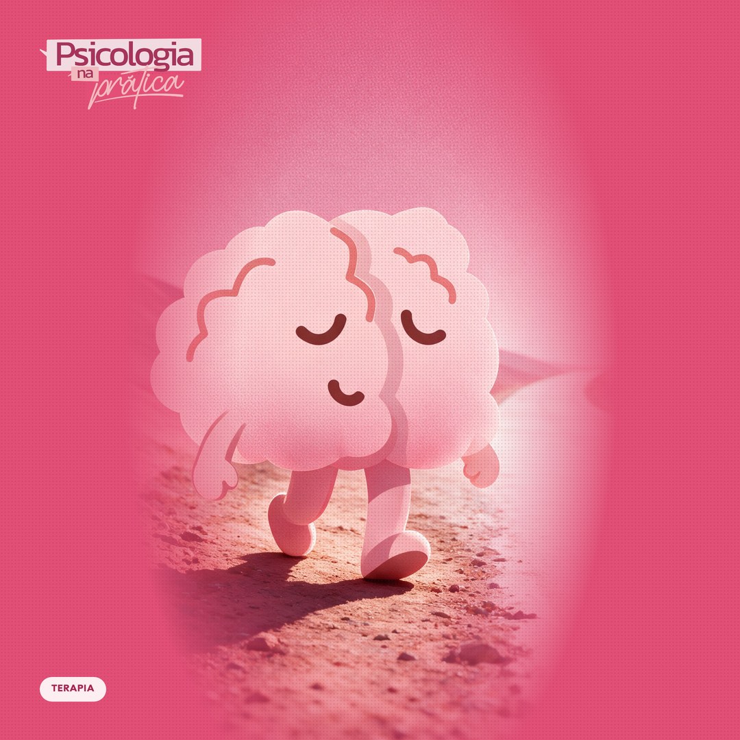 Ilustração do mascote cérebro do podcast Psicologia na Prática construindo novos caminhos neurais