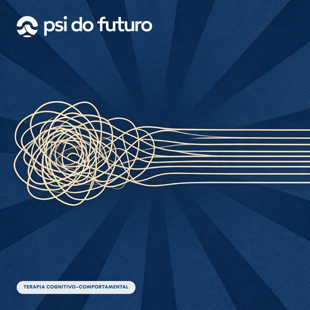 Ilustração de linhas emaranhadas que se desembaraçam em linhas paralelas, representando a reestruturação de pensamentos