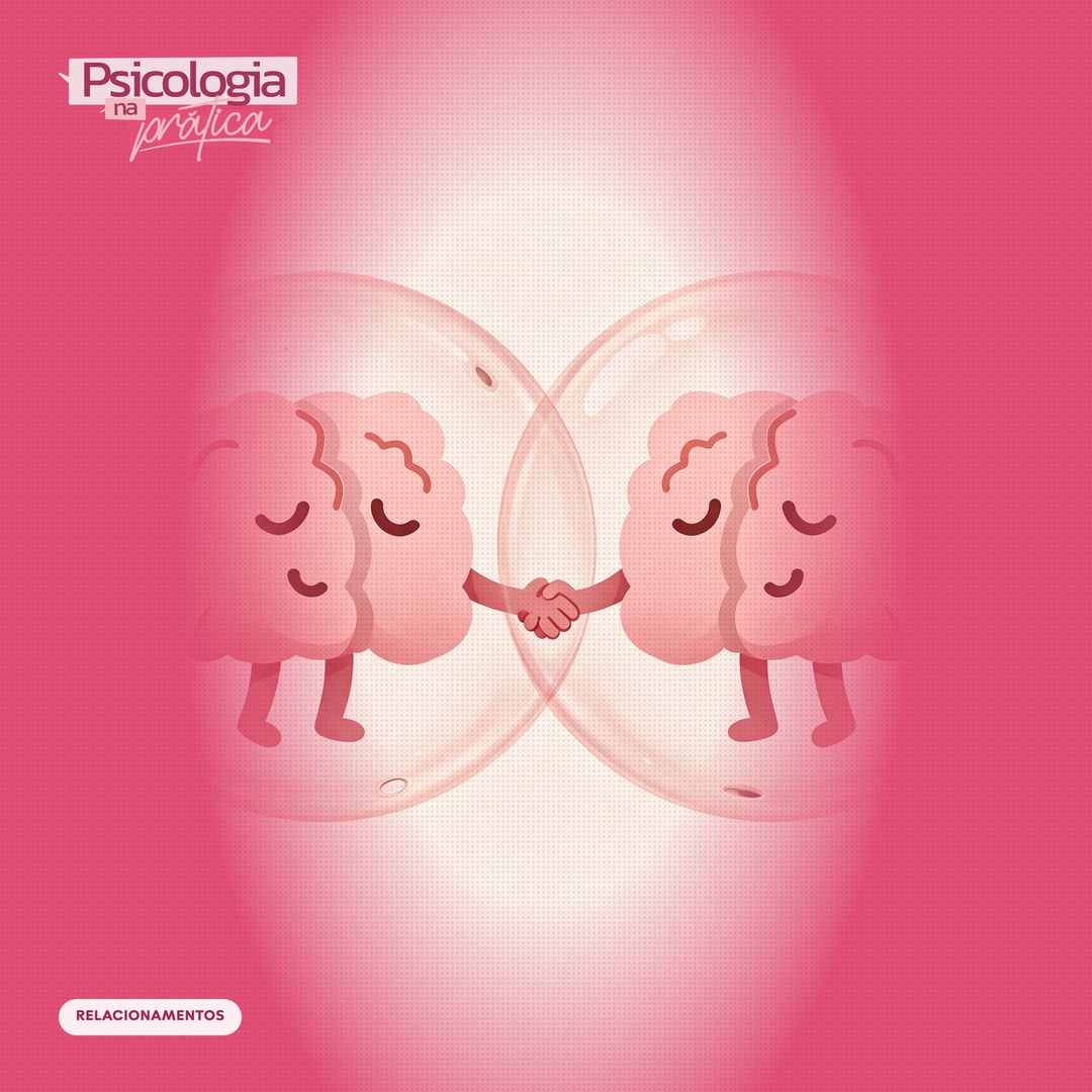 Ilustração de dois personagens, cada um dentro da sua própria bolha, que se tocam e se sobrepõem levemente no meio